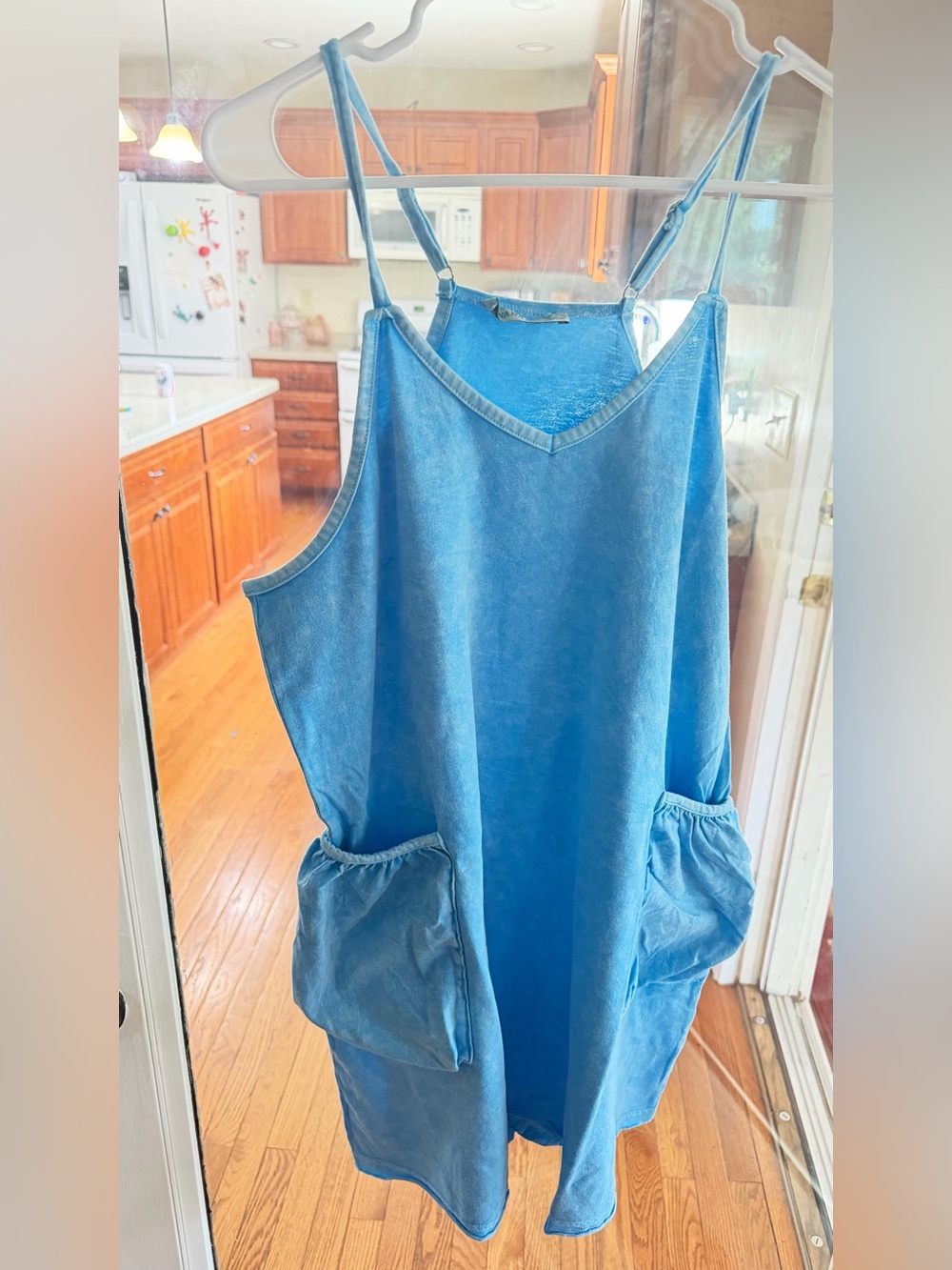 NWT Zenana Acid Wash Slouchy Knit Romper with Oversized Pockets. Size Medium